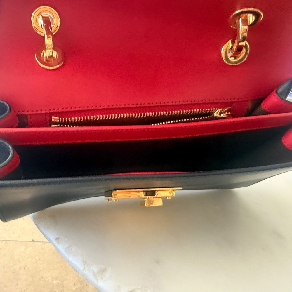 Michael Kors Collection Two-Tone Red and Black Clutch - Picture 6 of 7
